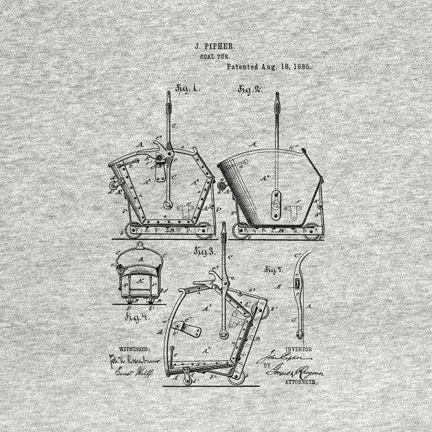 Coal Tub Vintage Patent Hand Drawing by TheYoungDesigns